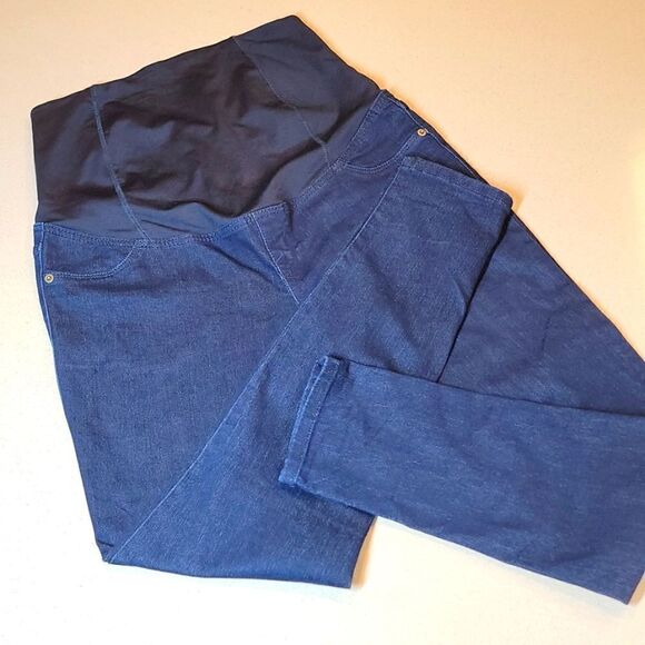 Isabel Maternity Cross Panel  Maternity Jeggings Dark Wask - Picture 3 of 15